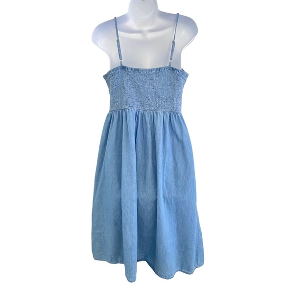 Chambray midi button front dress with pockets - Picture 2 of 5